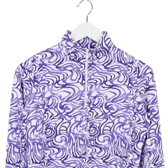 IBKUL Women's Kinsley Print Long Sleeve Mock Neck Top Plum Lavender Size XS NWOT - Picture 2 of 6